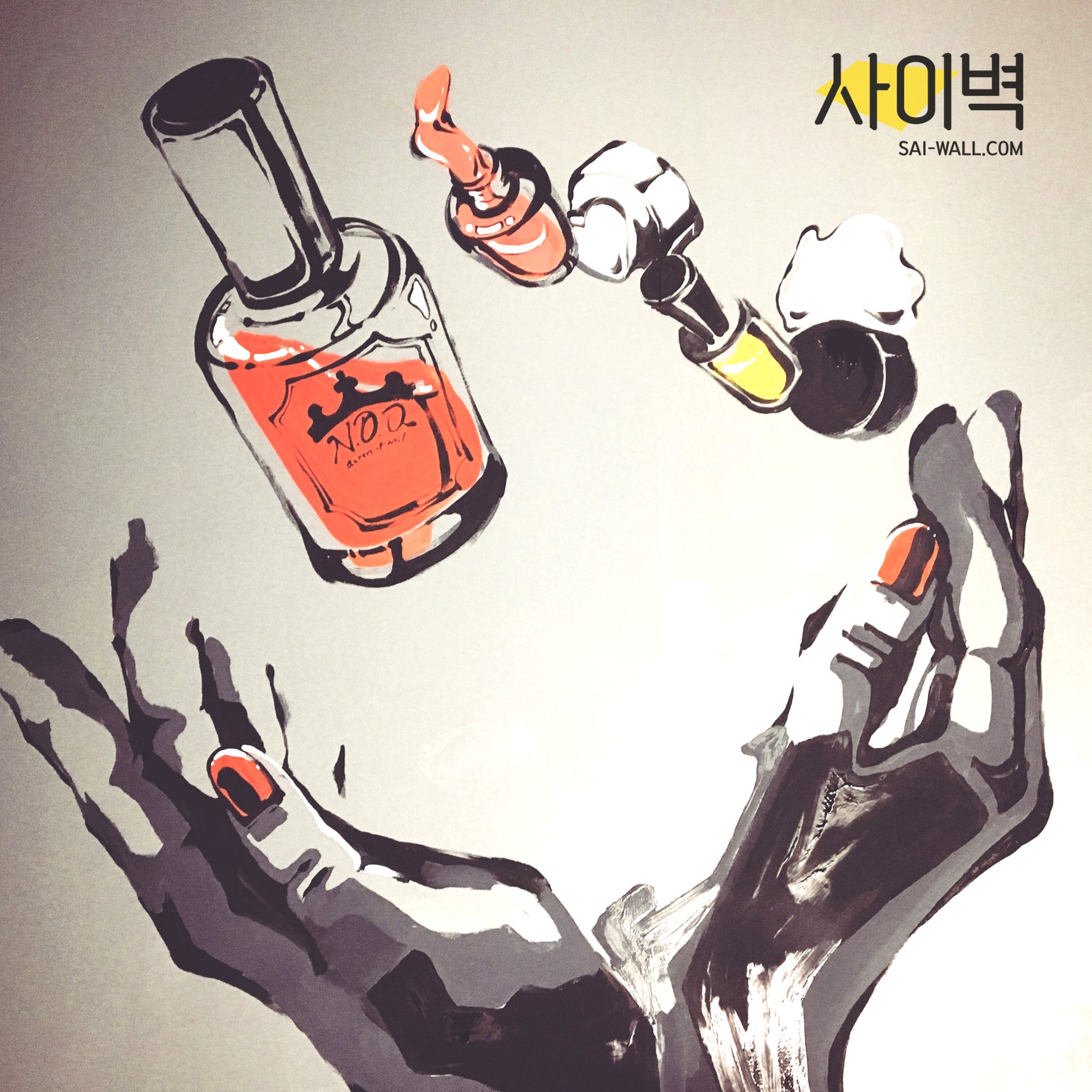 젤 네일 샵 인테리어 벽화 시공